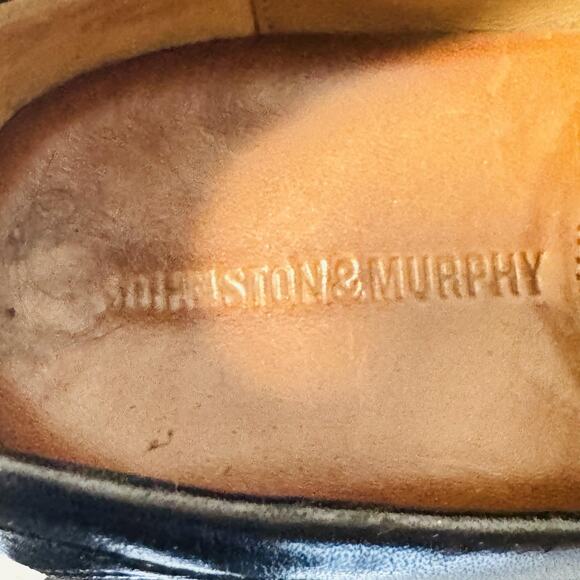 Johnston & Murphy Shoes Mens 10 Black Leather Slip On Loafers Dress Sheepskin - Picture 8 of 10